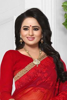 Picture of Royal red color designer saree with zari