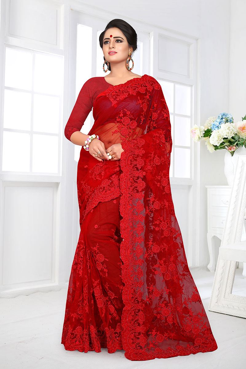 Net ki saree party wear on sale