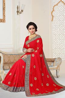 Picture of Beguiling Designer Red Georgette Party Wear Saree