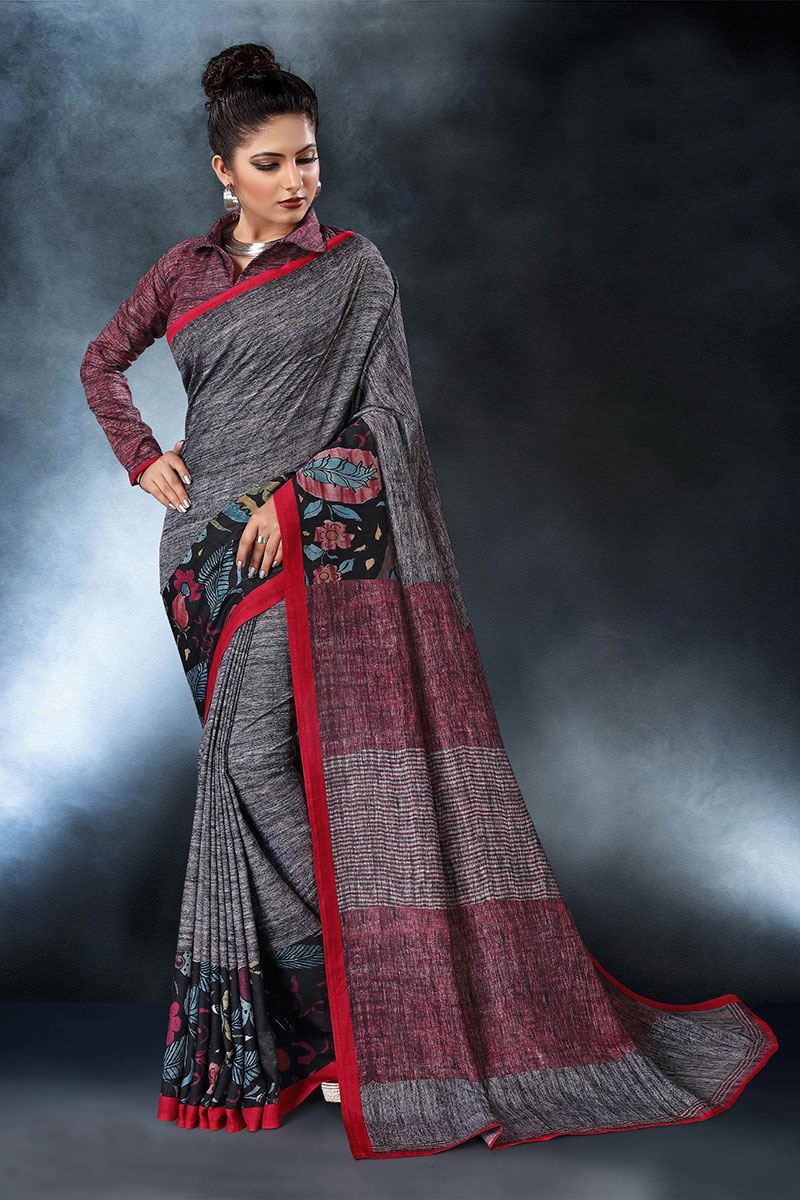 Buy Silk Party Wear Saree In Ash Grey Color Online - SARV05735 | Andaaz  Fashion
