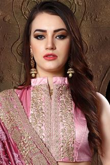 Picture of Glitzy pink designer saree with resham