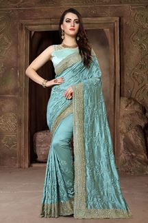 Picture of Magnificent Green designer glossy saree