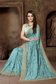 Picture of Magnificent Green designer glossy saree