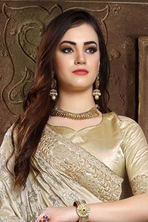 Picture of Gripping beige designer saree in resham