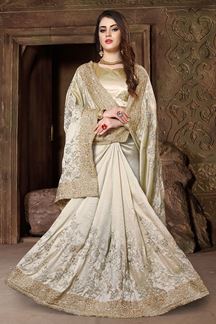 Picture of Gripping beige designer saree in resham