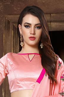 Picture of Peculiar pink designer saree with resham