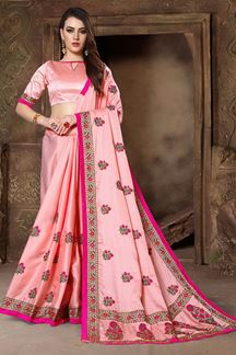 Picture of Peculiar pink designer saree with resham