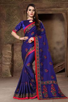 Picture of Enriching ink blue designer saree