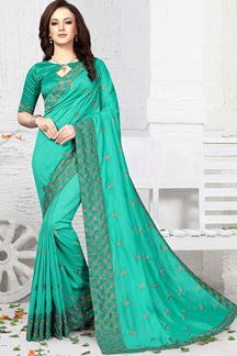 Picture of Affluent green designer saree with zari