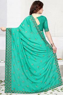 Picture of Affluent green designer saree with zari