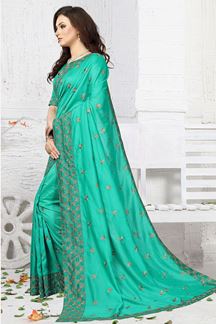 Picture of Affluent green designer saree with zari