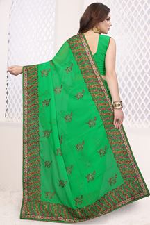 Picture of Glorious green designer georgette saree