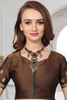 Picture of Scintillating brown designer plain saree