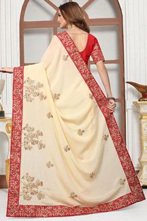 Picture of Graceful cream colored designer saree