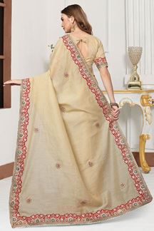 Picture of Transitional beige designer plain saree