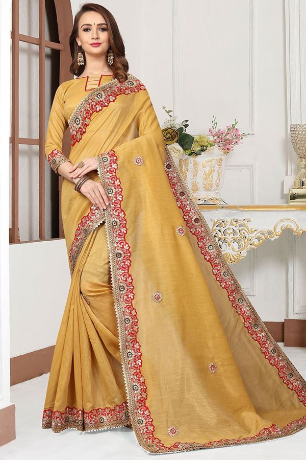 Picture of Soulful yellow designer saree with gota