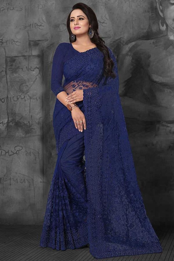 Picture of Classy blue evening wear designer saree