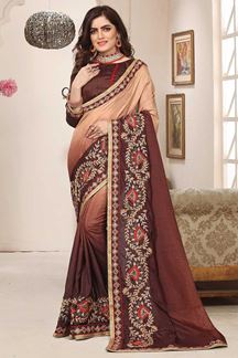 Picture of Catchy shaded brown designer saree
