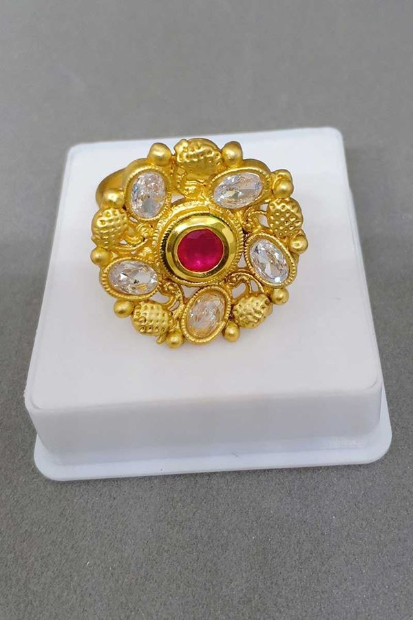 Picture of Catchy pink stone studded finger ring