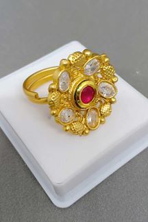 Picture of Catchy pink stone studded finger ring