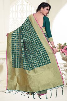 Picture of Timeless green designer saree with zari