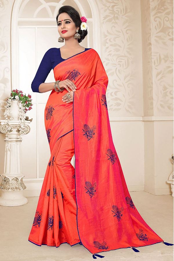 Picture of Blooming Gajari Colored Festive Wear Zoya Silk Saree