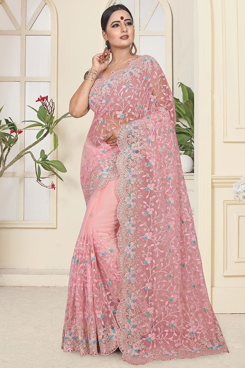 party wear embroidery saree