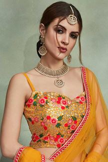 Picture of Astounding Mustard Yellow designer lehenga