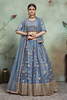 Picture of Glowing Grey Colored Party Wear Designer Lehenga Choli