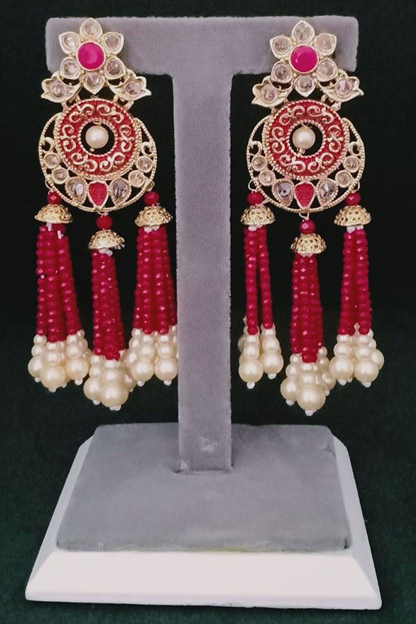 Picture of Three Jumki Worked Designer Earring in a Chandbali