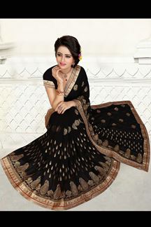 Picture of Glamorous black saree with zari work