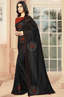 Picture of Gorgeous Black Stone Work Designer Saree