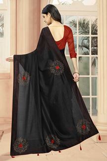 Picture of Gorgeous Black Stone Work Designer Saree