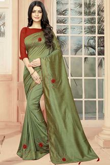 Picture of Dusty Pista Colored Designer Saree