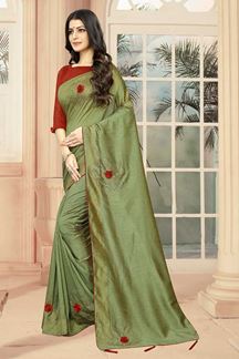 Picture of Dusty Pista Colored Designer Saree