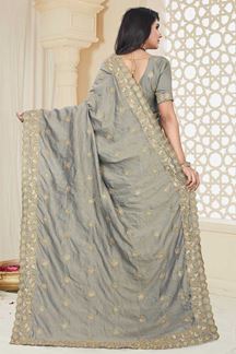 Picture of Charming Grey Colored Party Wear Mayo Silk Saree