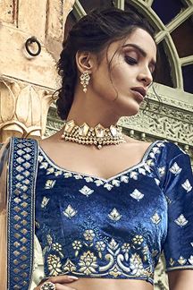 Picture of Exuberant Blue Color Bridal Designer Lehenga Choli