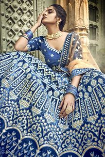 Picture of Exuberant Blue Color Bridal Designer Lehenga Choli