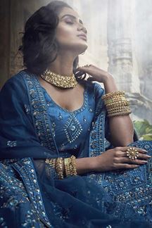 Picture of Kerosene Blue New Color Bridal Lehenga Choli