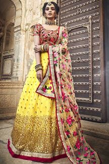 Picture of Exclusive Yellow Color Lehenga Choli In Net Fabric With Embroidery Work