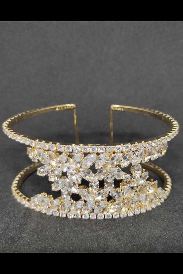 Picture of Cut Work Rhinestones Classic Two-Toned Bracelet