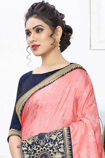 Picture of Light Gajari Jacquard Silk Saree