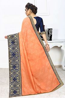 Picture of Light Orange Jacquard Silk Saree