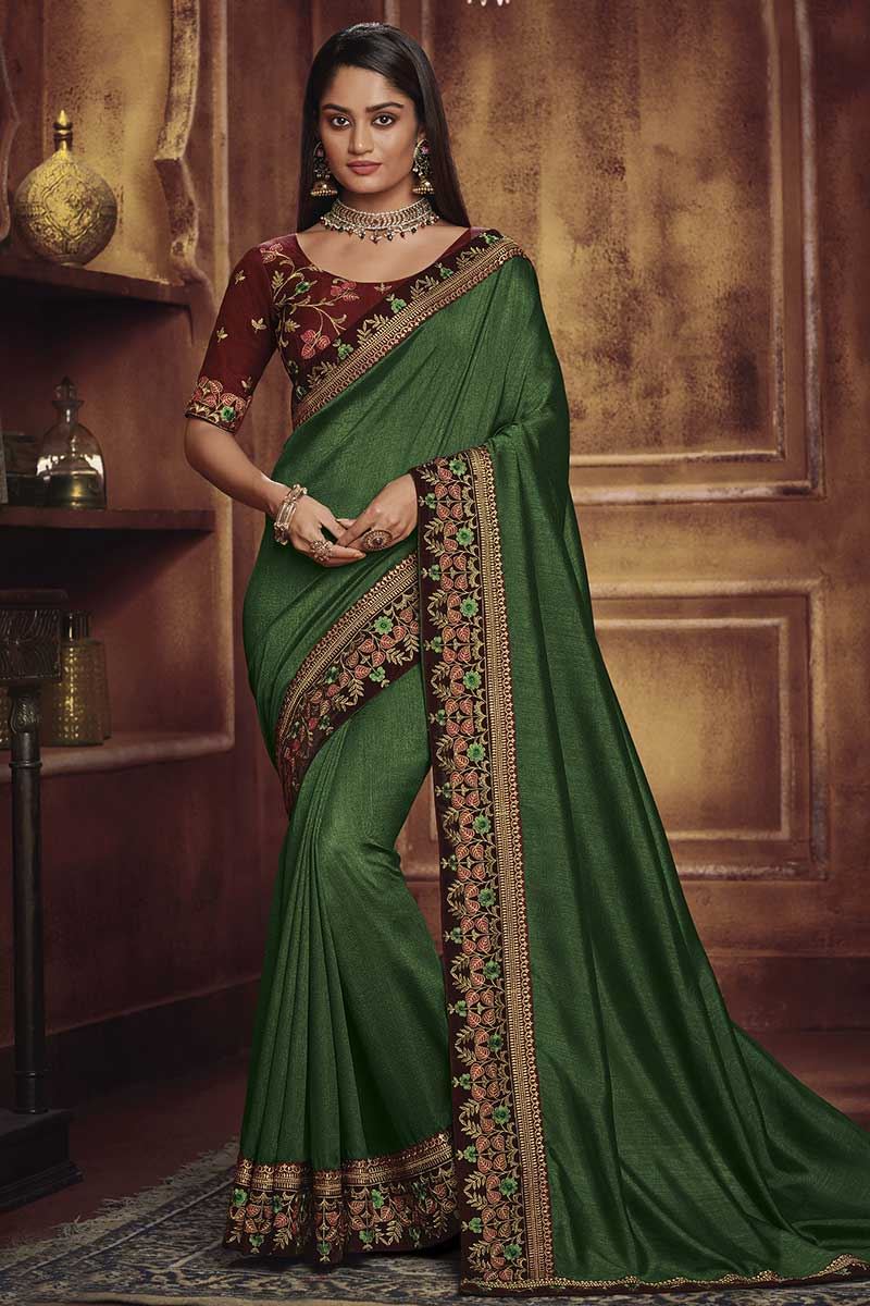 party wear satin silk saree