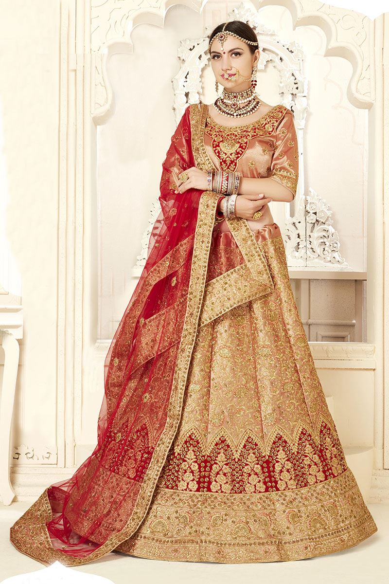 bridal lehenga white and red