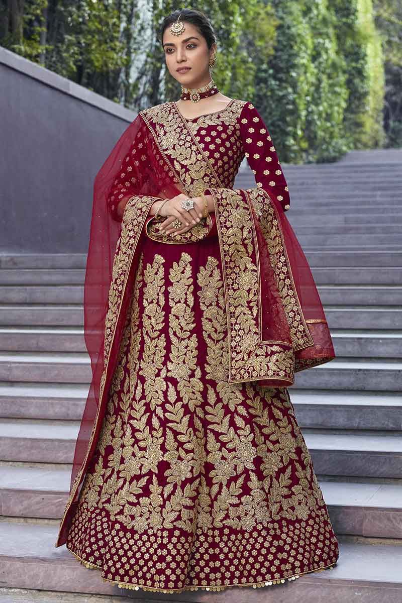 bridal velvet lehenga online
