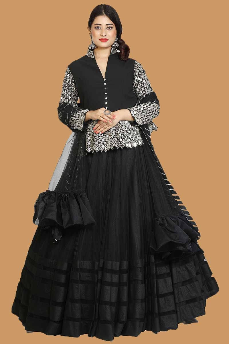 black party wear lehenga