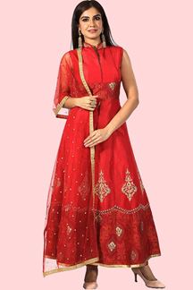 anarkali with silk dupatta