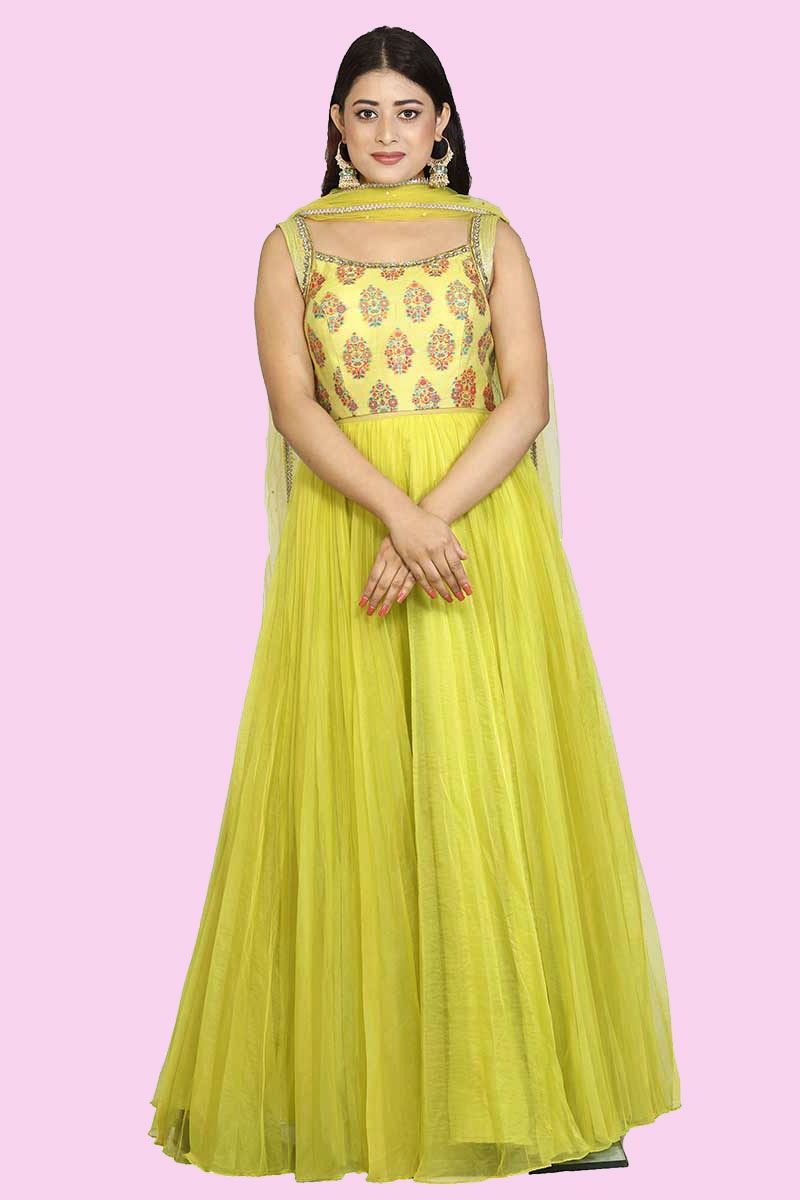 parrot green anarkali