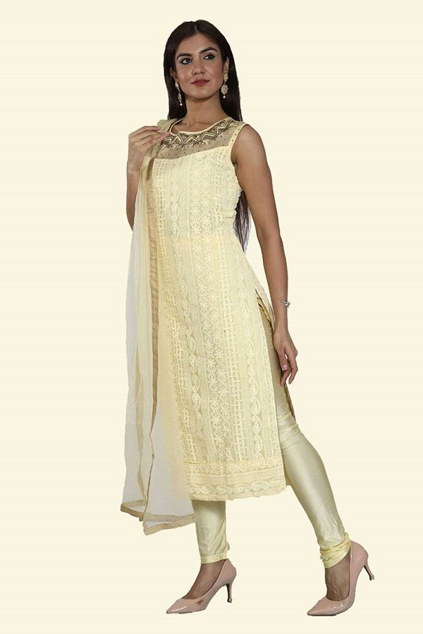 lemon yellow churidar material